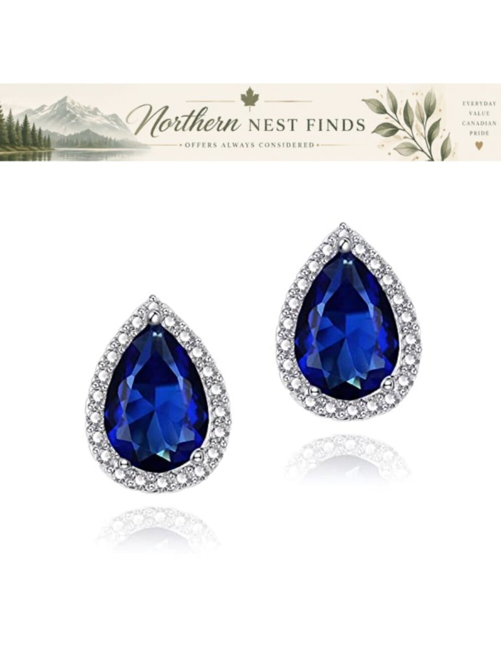 Teardrop Cubic Zirconia Stud Earrings White Gold Plated Women